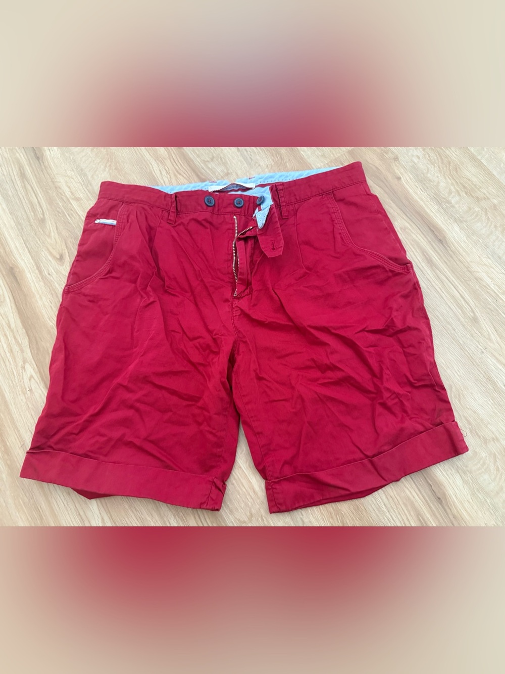 Zara Red Men's Flat Front Shorts